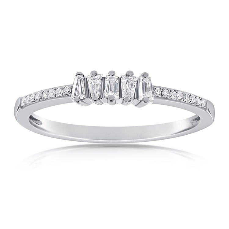 Elegant 0.23 Carat Baguette and Round Diamond Ring in 14K White, Yellow, or Rose Gold