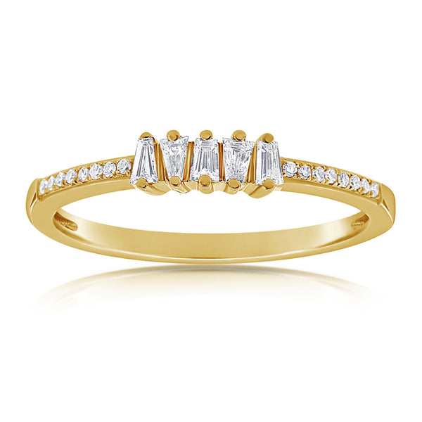 Elegant 0.23 Carat Baguette and Round Diamond Ring in 14K White, Yellow, or Rose Gold