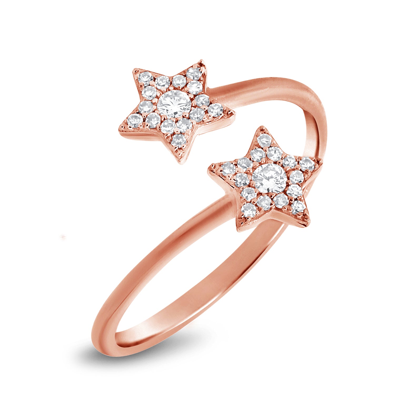 Twin Diamond Star Ring – 0.16 Carats in 14K Gold