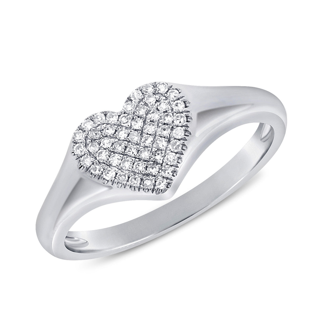 14K Gold Diamond Heart Pinky Ring
