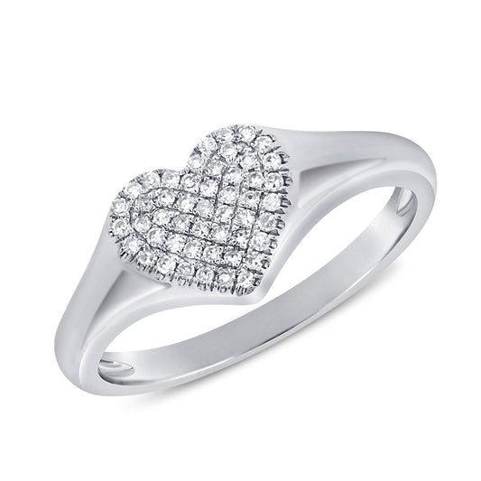 14K Gold Diamond Heart Pinky Ring