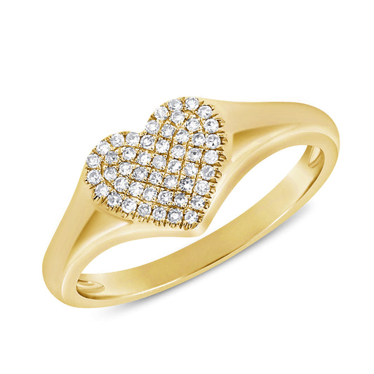 14K Gold Diamond Heart Pinky Ring