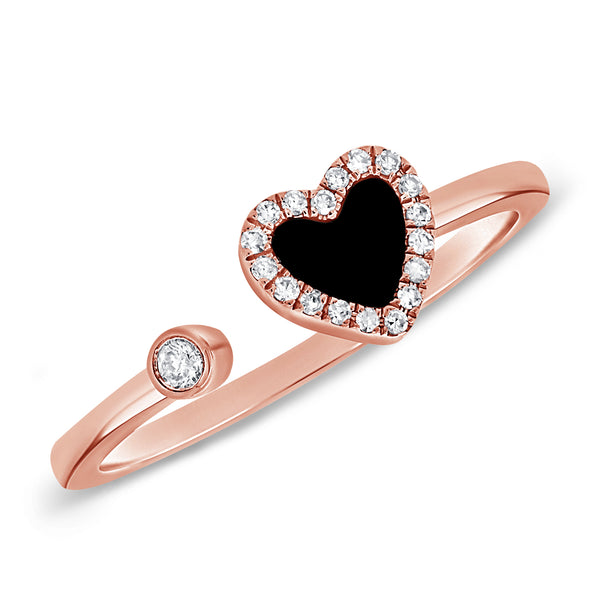 Black Heart Ring with Diamonds