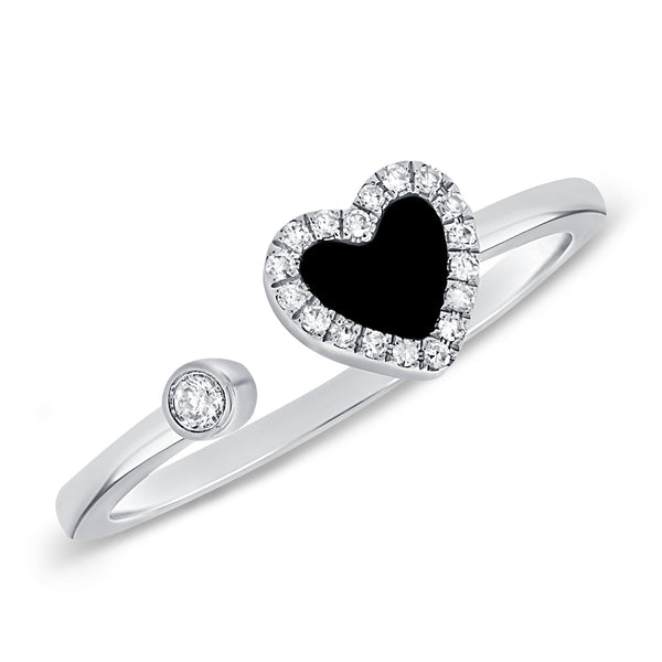 Black Heart Ring with Diamonds