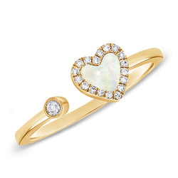 Mother of Pearl Open & Wrap Heart Ring with Diamonds