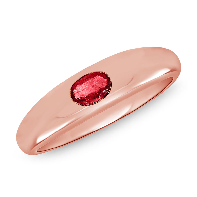 Minimalist Oval Ruby Band Ring in 14K Gold