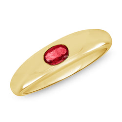 Minimalist Oval Ruby Band Ring in 14K Gold