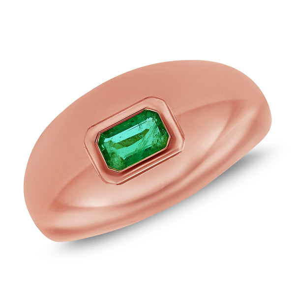 Bold Emerald Dome Ring in 14K Gold