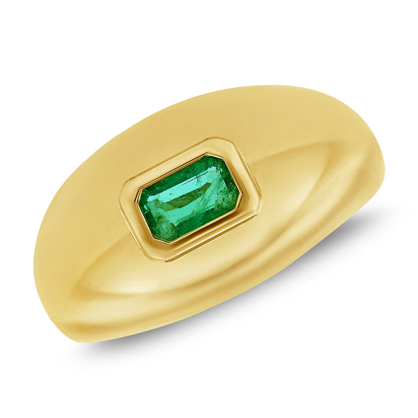 Bold Emerald Dome Ring in 14K Gold