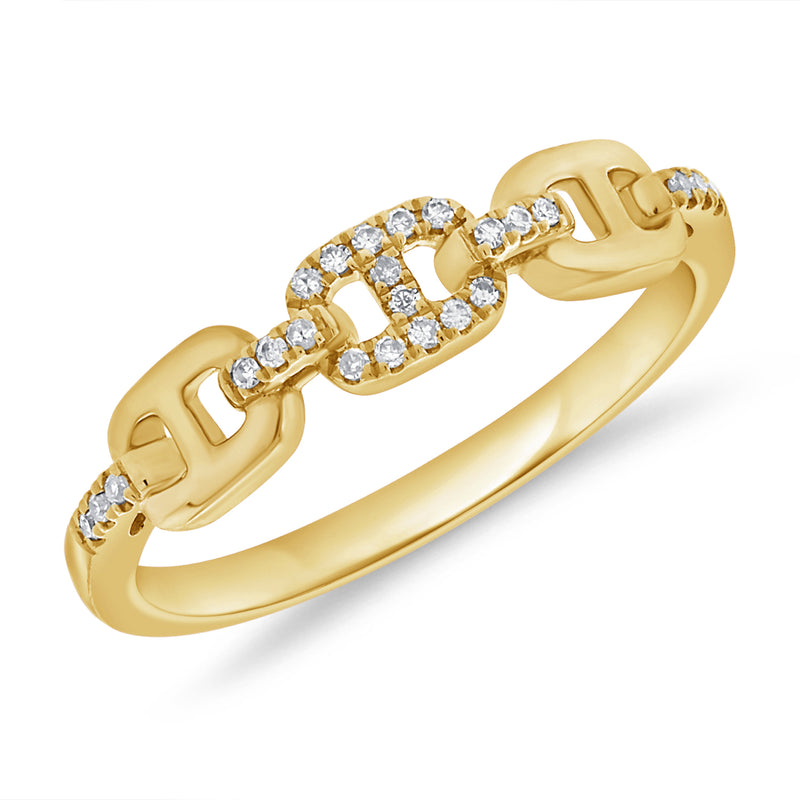 14K Gold Diamond Link Ring