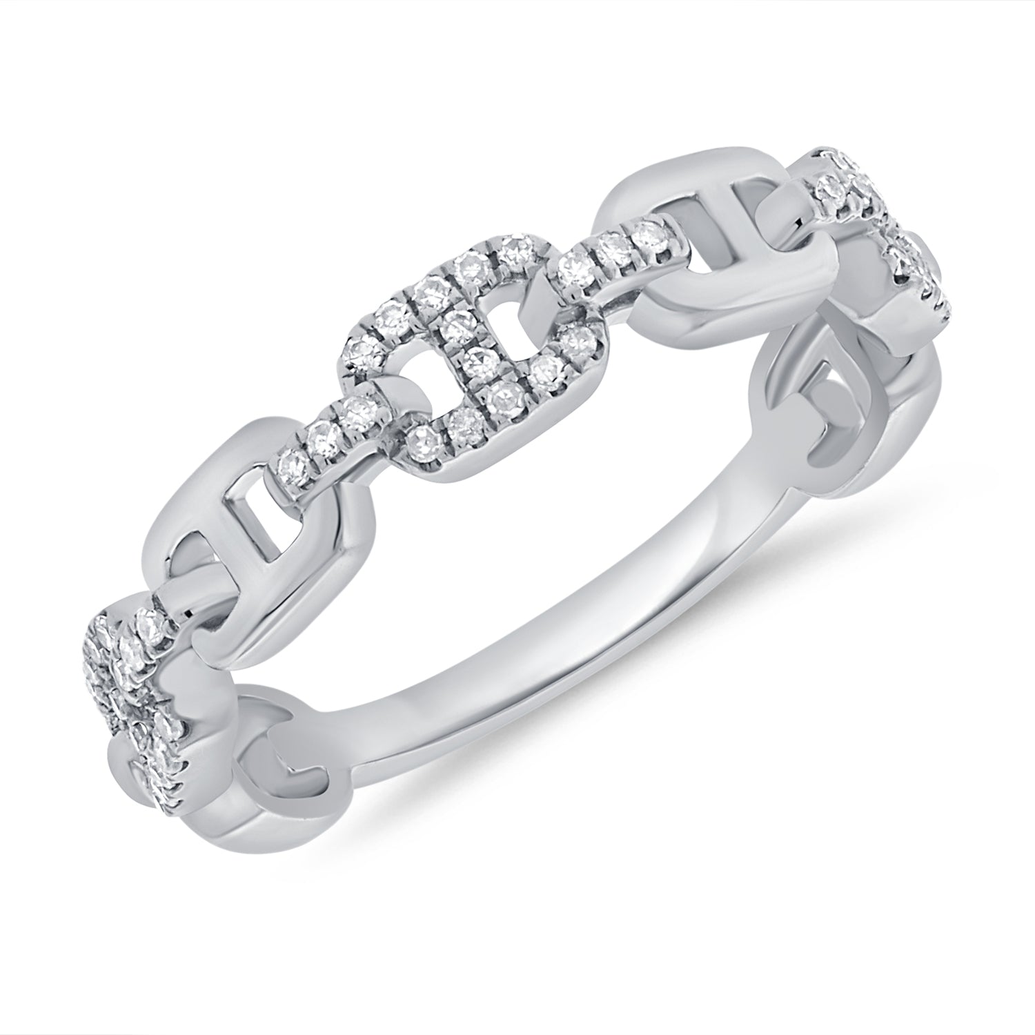 0.17CT Diamond Mariner Link Chain Ring in 14K Gold