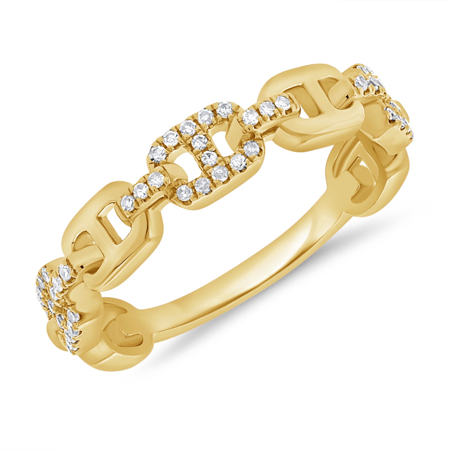 0.17CT Diamond Mariner Link Chain Ring in 14K Gold