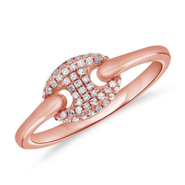 14Kt Gold & Diamond Unique Designer Marina Link Chain Ring