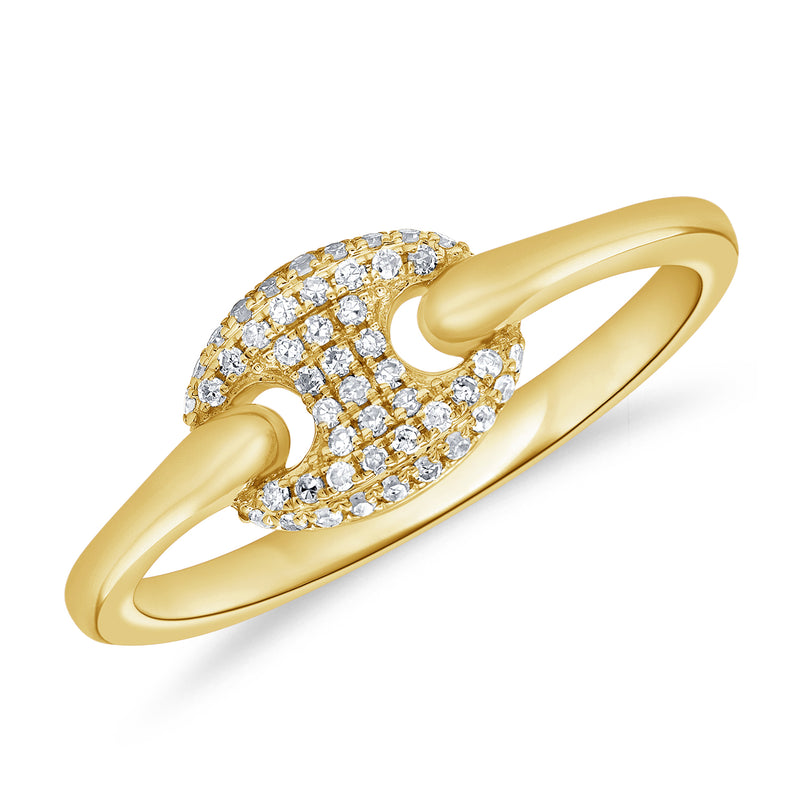 14Kt Gold & Diamond Unique Designer Marina Link Chain Ring