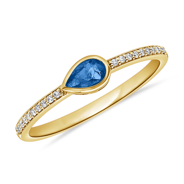 Timeless Pear-Cut Sapphire and Diamond Ring in 14K Gold