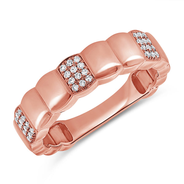 14K Gold Diamond Link-Inspired Band Ring
