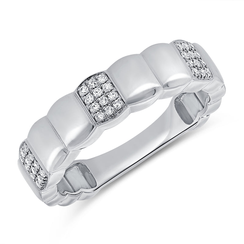 14K Gold Diamond Link-Inspired Band Ring