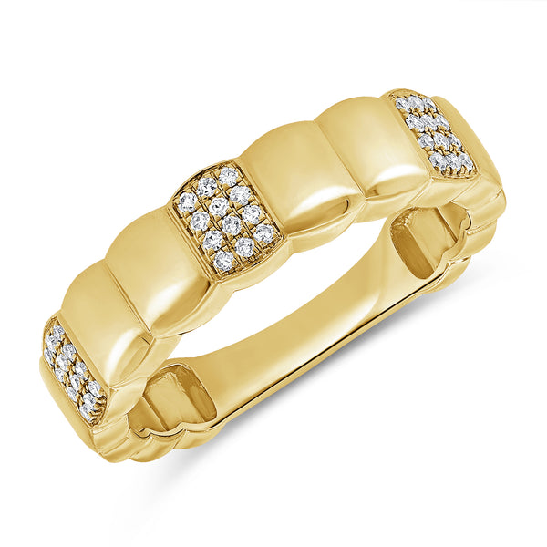 14K Gold Diamond Link-Inspired Band Ring