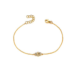 14K Gold Evil Eye & Hamsa Chain Bracelet with Diamonds