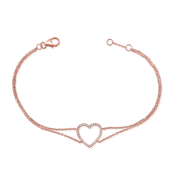 Diamond Heart Chain Bracelet made in 14K Gold