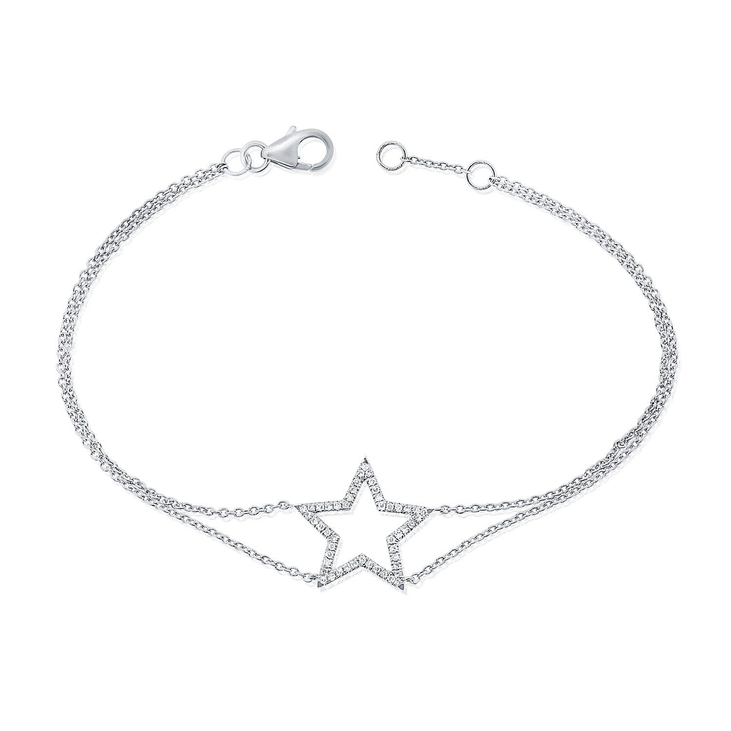 14K Gold Diamond Star Bracelet – 0.17 CT Celestial Chain Bracelet