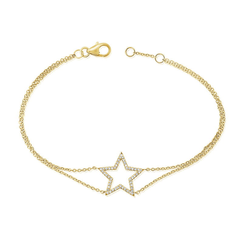 Diamond Star Chain Bracelet made in 14K Gold