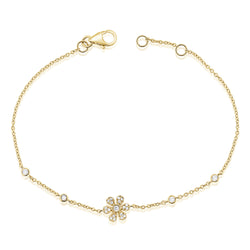 Diamond Flower Chain Bracelet made in 14K Gold