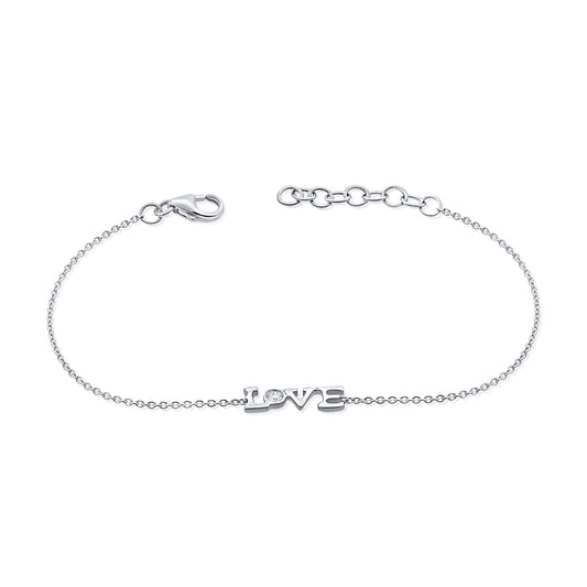14K Gold Diamond Love Bracelet – 0.05 CT Delicate Chain Bracelet