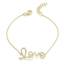 14K Gold Diamond Script "Love" Bracelet