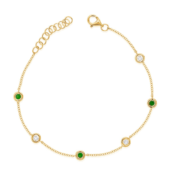 OKGs Collection Emerald & Diamond Chain Bracelet