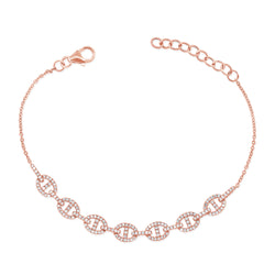 14K Gold and Diamond Designer Marina Link Chain Bracelet