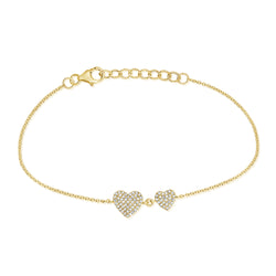 14K Gold Double Heart Diamond Bracelet