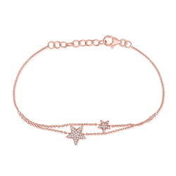 14K Gold Star Chain Bracelet with Diamonds