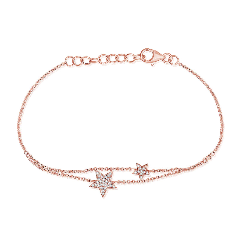 14K Gold Star Chain Bracelet with Diamonds