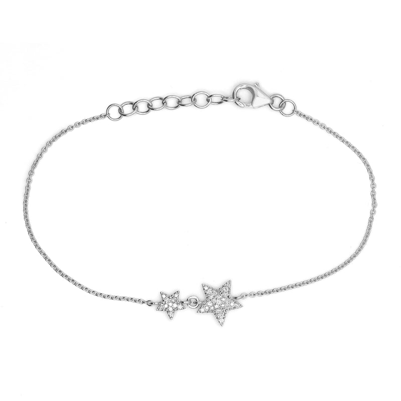 14K Gold Double Diamond Star Bracelet