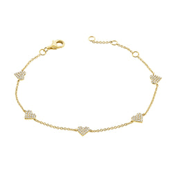 14K Gold Multi-Heart Diamond Bracelet