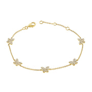 14K Gold Diamond Butterfly Chain Bracelet • 0.40ct Pavé Butterfly Bracelet • 7-Inch Adjustable