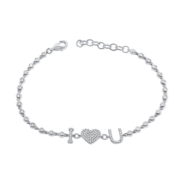 "I Love U" Diamond Bracelet made in 14K Gold