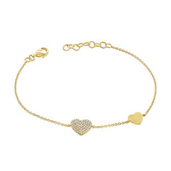 14K Gold Double Heart Diamond Bracelet