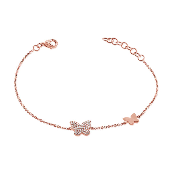 14K Gold Double Butterfly Diamond Bracelet