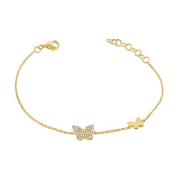 14K Gold Double Butterfly Diamond Bracelet