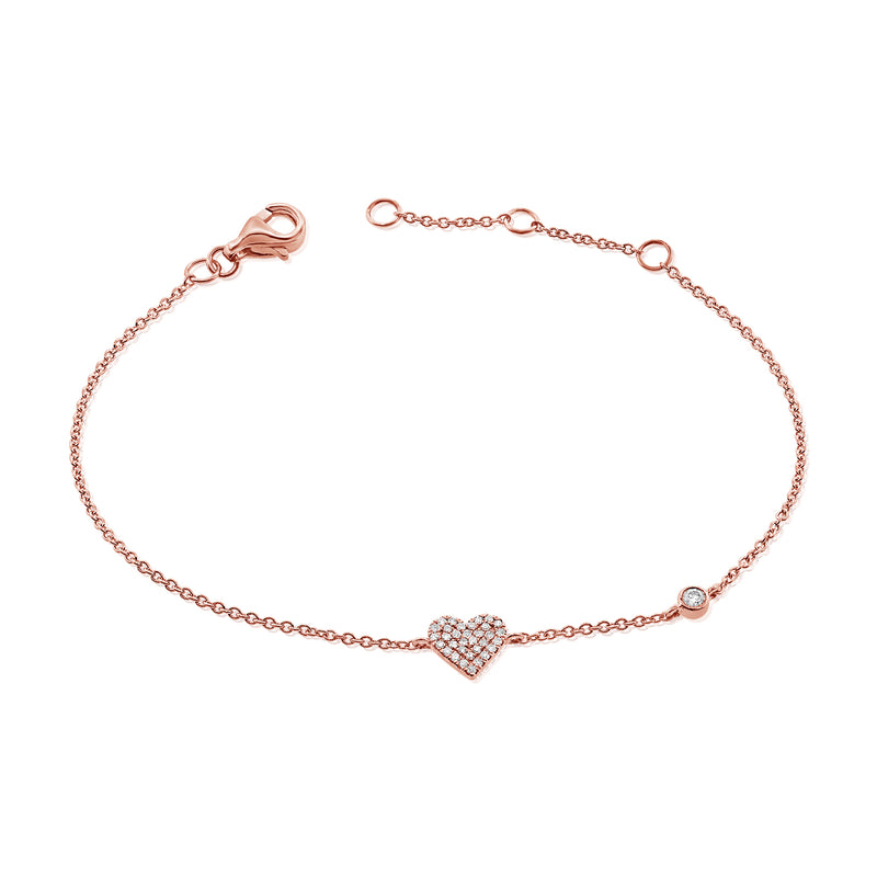 14K Gold Heart Love Bracelet with Diamonds