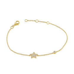 14K Gold Diamond Star Bracelet