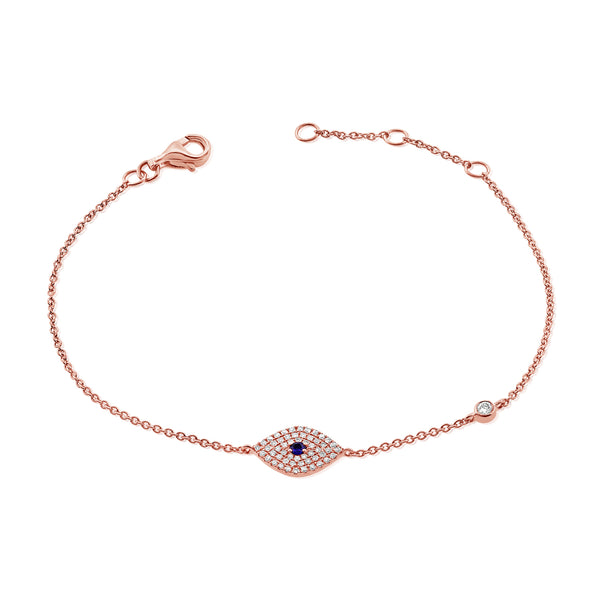 Sapphire & Diamonds Evil Eye Bracelet made in 14K Gold