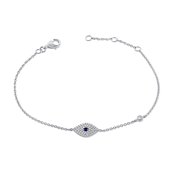 Sapphire & Diamonds Evil Eye Bracelet made in 14K Gold