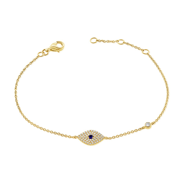 Sapphire & Diamonds Evil Eye Bracelet made in 14K Gold