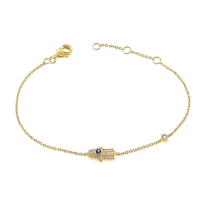 14K Gold Evil Eye & Hamsa Bracelet with Diamonds