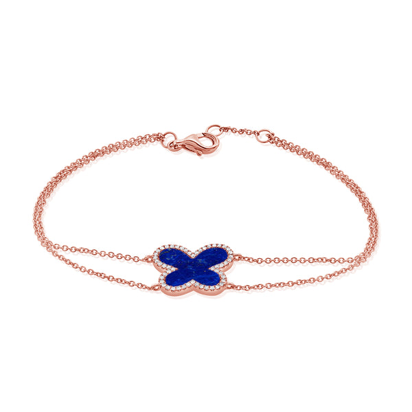 Lapis & Diamond Butterfly Bracelet made in 14K Gold