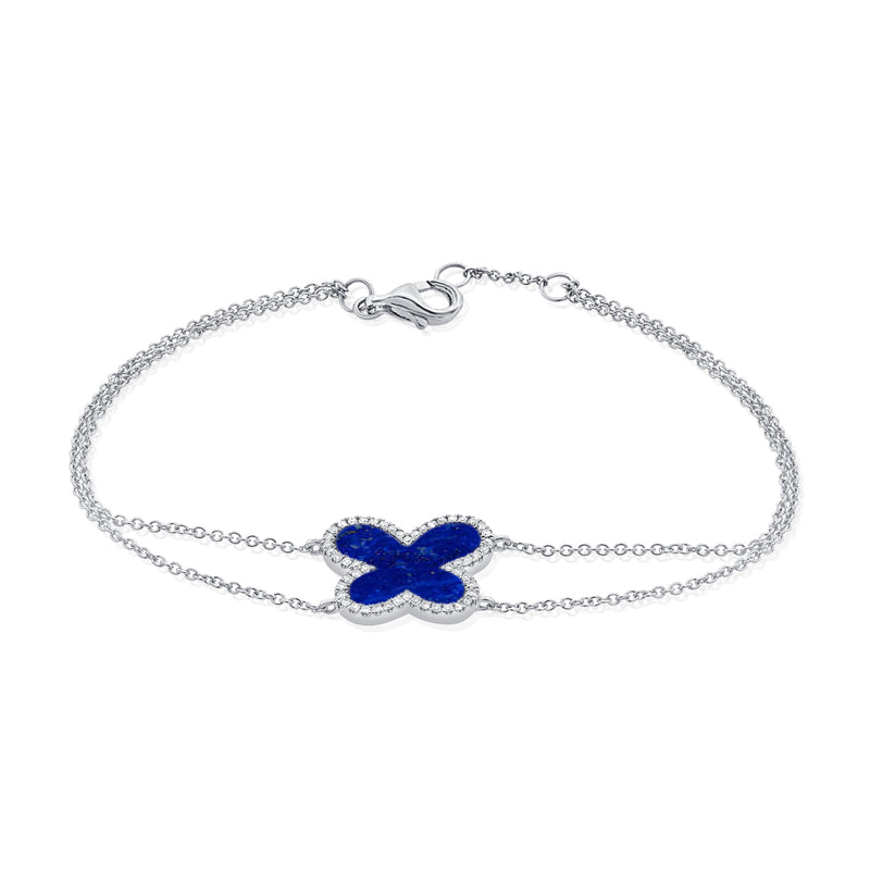 Lapis & Diamond Butterfly Bracelet made in 14K Gold