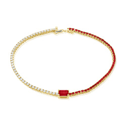 Luxurious 14K Gold Ruby and Diamond Tennis Bracelet